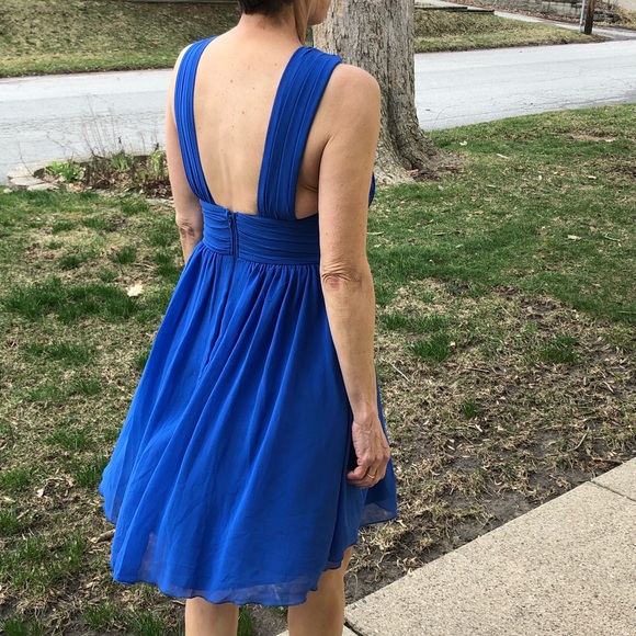 Blue Chiffon Cross Front Dress! NEW! - Picture 4 of 10